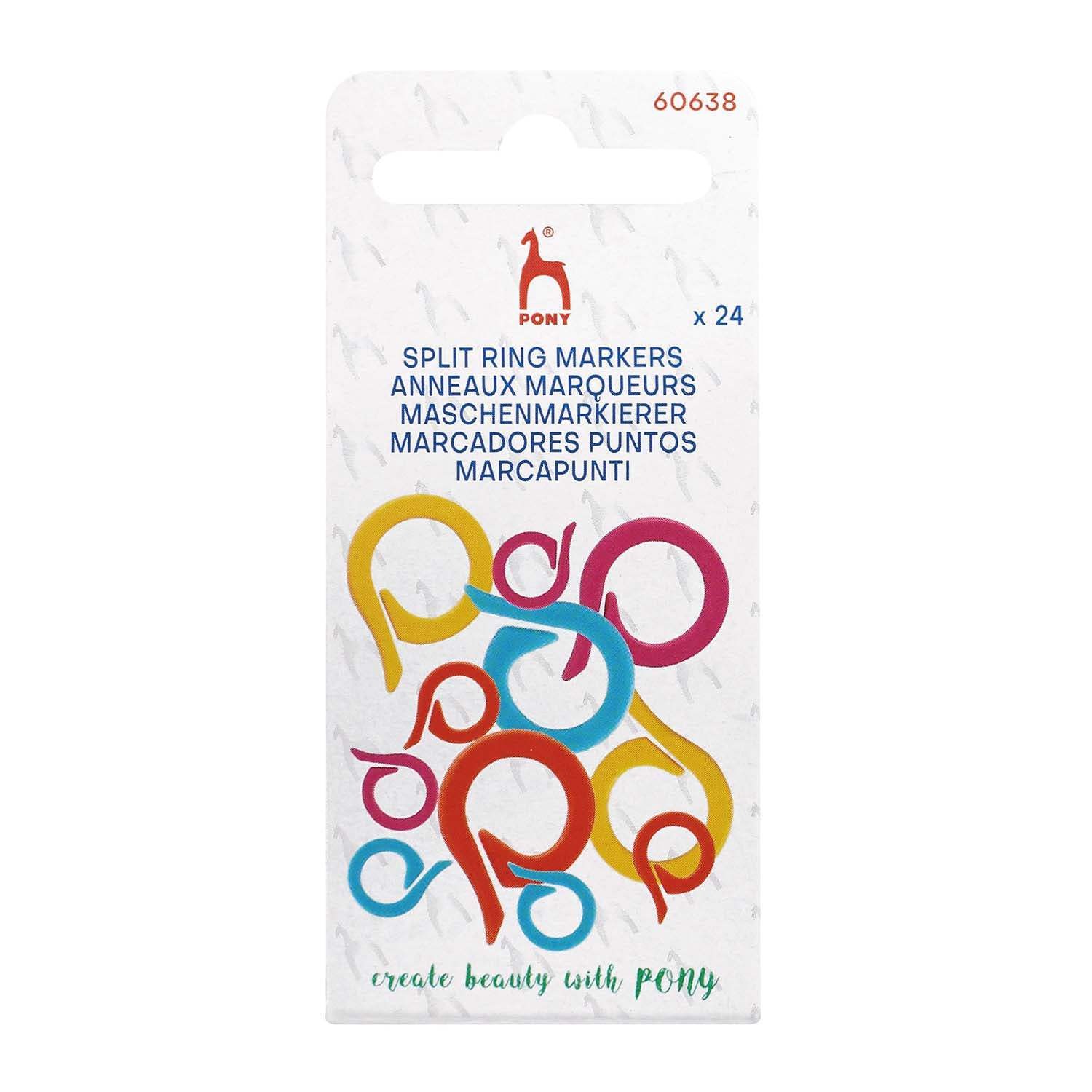 Pony Flat Split Ring Stitch Markers for Knitting - 24pc