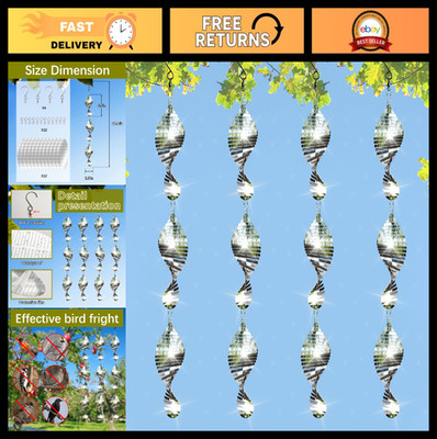 12 PCS Stainless Steel Bird Deterrents - 3D Wind Spinners & Reflectors, Pigeon &