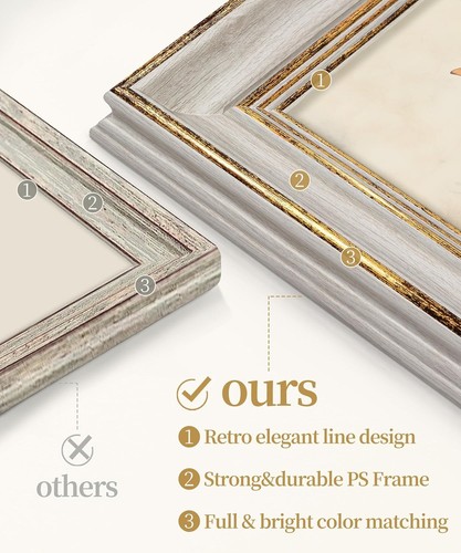 4x6 Distressed Gold & White Frame - Showcase Your Cherished Moments Beautifully - Picture 4 of 11