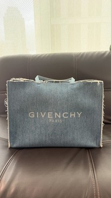 Pre-owned Givenchy Denim Logo Bond Shopper Tote, Large Size