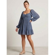 Abercrombie & Fitch Babydoll Dress Women Medium Blue Floral Smocked Cottagecore