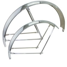 26" BEACH CRUISER BIKE BICYCLE CRUISER FENDERS CLASSIC CHROME BALLOON 80MM
