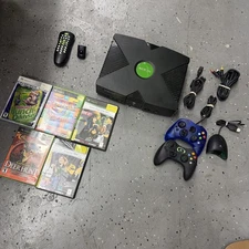 Original XBox Console Bundle Controllers Power A/V Cables Remote Games *Tested*