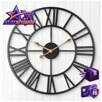 Wanduhr Vintage 40Cm RöMische Ziffern Nicht Tickend Batteriebetrieben Schwarz