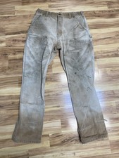 Carhartt Double Knee B01 BRN Awesome Wear Pants Brown 36x34 Dungaree USA Union