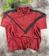 L.L. Bean 1/4 Zip Waffle Knit Pullover - Maroon/Black - Size XL