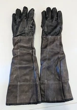 24" Leather Animal Handling Gloves Protect Dog Cat Reptile Bites Scratch Used