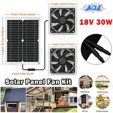Solar Powered Fan Kit 30W Solar Panel Waterproof DC Exhaust Fan for Chicken Coop