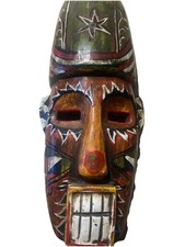 Vintage African hand carved mask  wall hanger 14”