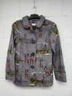 Boden Grey Jacket Coat London Landmark/Soldier Print Fleece Lined Size 6. PD