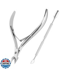 Metal Nail Cuticle Trimmer with Cuticle Pusher and Cutter, 2 PCS Professional