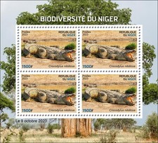 NIGER 2023 - MINI SHEET MS 4V - BIODIVERSITY - CROCODILE CROCODILES REPTILES MNH