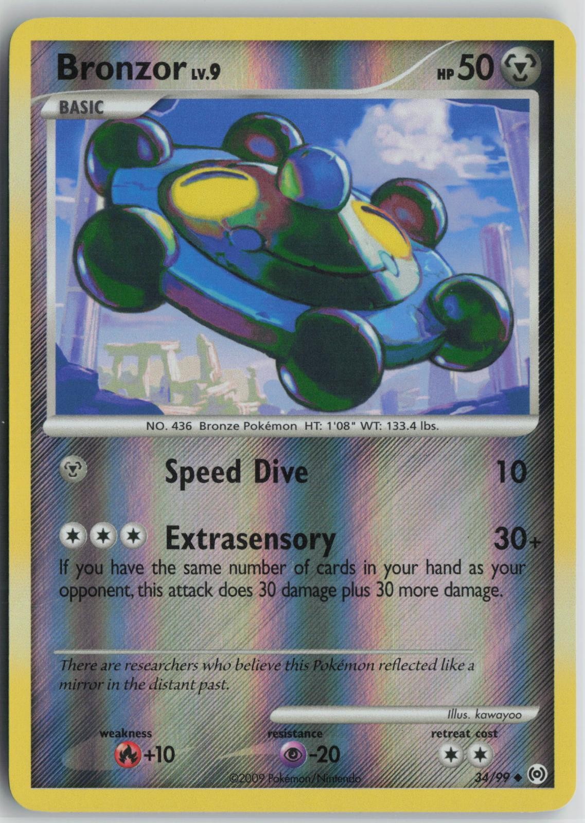 Bronzor 34/99 Uncommon Arceus Pokemon Reverse Holo Near Mint