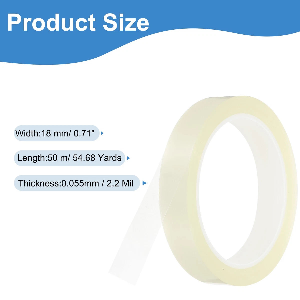 Cinta para refrigerador de 18 mm x 50 m, cinta de fijación para embalaje de PET, transparente