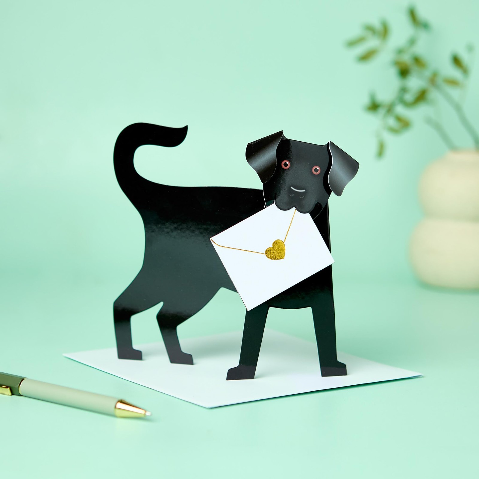 Quay side cards - Special Delivery 3D Greetings Card - Dog - Jet NEW