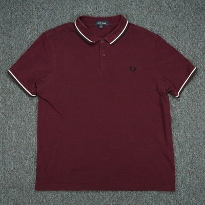 Fred Perry Shirt Mens Extra Large Red Polo Short Sleeve Twin Tipped Pique XL