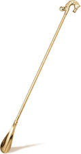 31" Extra Long Brass Shoe Horn Handle, Horse Head Elegant No Bending