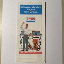 Vintage Exxon Oil Gas Delaware Maryland Virginia US Travel Tourism Road Map 1981