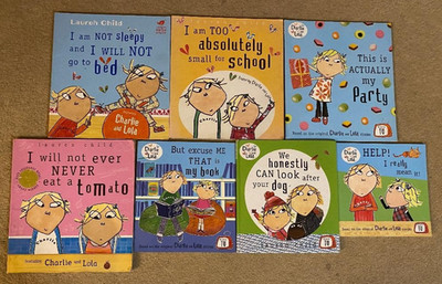 7 Charlie & Lola Book Bundle Lauren Child SCHOOL TOMATO HELP PARTY BED BOOK DOG