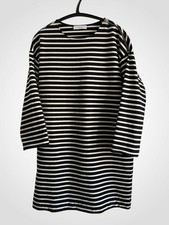 Everlane Cotton Striped Midi T-shirt Dress Black White Long Sleeve Size S