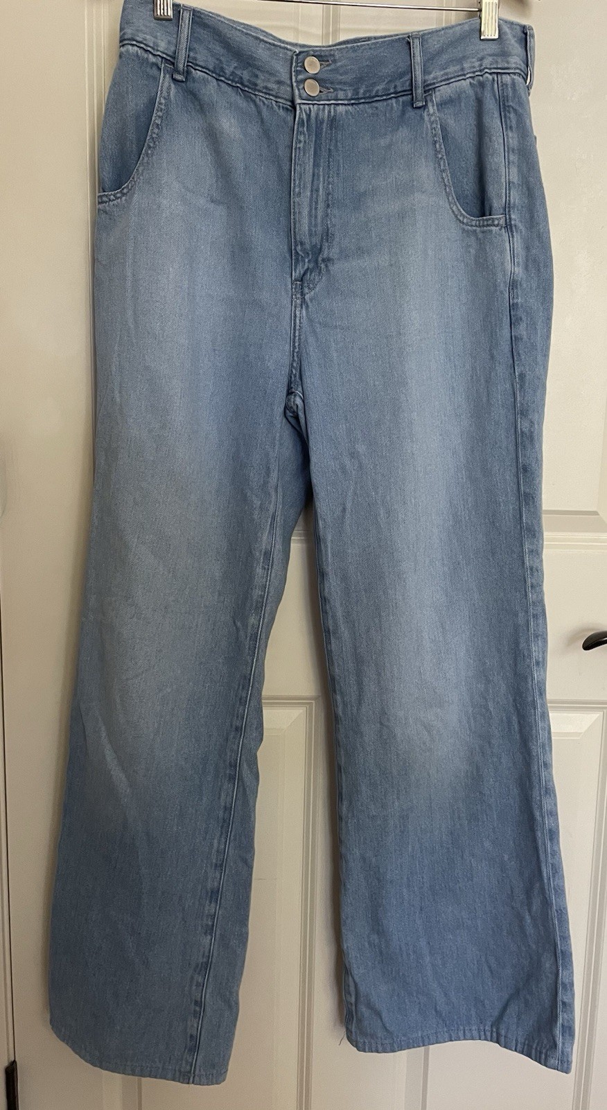 Uniqlo Womens Jeans Sz 30 Wide Leg 100% Cotton Flowy Drape Soft Streetwear