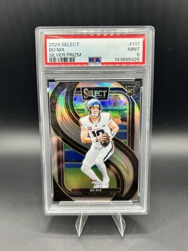 2024 Panini Select - Premier Level Bo Nix #117 Silver Prizm Die-Cut (RC) PSA 9