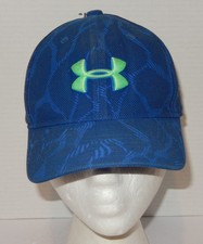 Under Armour Youth Classic Fit Fitted Baseball Hat Blue Green Camo Pattern YS/M