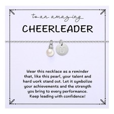 Initial U Necklaces for Cheerleader, Pearl Necklace Gifts for Cheerleading Squad