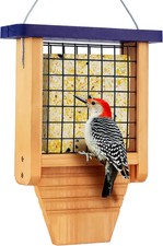 Wooden Suet Bird Feeder With Tail Prop For Wild Birds Hanging Blue 1 Pack New