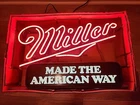 Vintage 1980s Miller Beer "Made the American Way" Neon Bar Sign