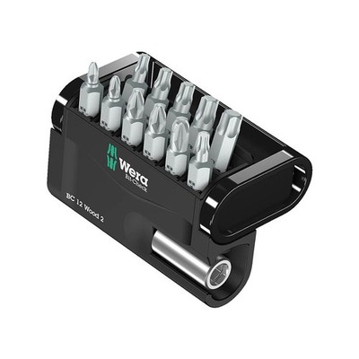 Wera Bit Check 12 Holz 2 Kreuzschlitz, Pozidriv & Torx Bit Set mit Bithalter
