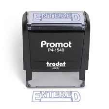 Entered Self Inking Rubber Stamp Blue Ink Office Business Record Keeping
