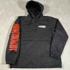 Pitbull Mr Worldwide Timeless Miami Windbreaker Jacket Pullover Black Mens Small