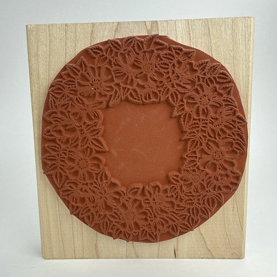 Резиновый штамп Summer Wreath Flowers Flowers Rubber Stampede дерево 4,25 дюйма x 4,5 дюйма США - Изображение 2 из 4