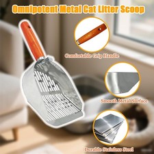 Metal Cat Litter Scoop - Stainless Steel Kitty Pooper Sifter,Long Handle Deep Sh