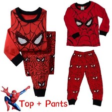 2pcs Children Spiderman Pajamas Set Cotton Long Sleeve Sleepwear 2-7T