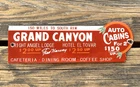 VINTAGE GRAND CANYON AUTO LODGE CABINS 12x4" PORCELAIN GAS PUMP STATION OIL SIGN
