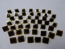 Vintage Faux Rhinestone Gold Border Square Shank Button 12mm Lot of 4 AA85