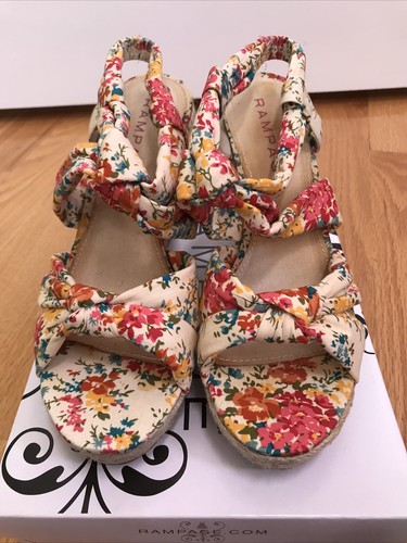 Floral Wedge Sandals, By Rampage “Brixton” EXCELLENT CONDITION - Picture 3 of 12
