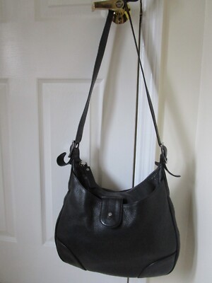 シャネル Vintage Longchamp Black Soft Pebbled Leather Hobo Shoulder Bag