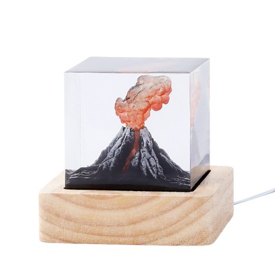 Volcano Night Lights Lava Lamp Volcano Eruption Ornament Creative 3D Resin Lamp