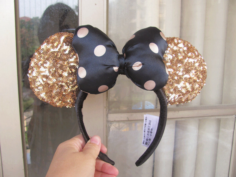 Disney Parks Paris Minnie Gold Sequin Ears Headband Black  display picture 3