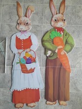 2 Pcs Easter Bunny Yard Signs Outdoor Sign with Stakes New 36" Tall