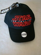 New Disney Star Wars The Last Jedi Fabric Baseball Cap Black Red White Youth Sz