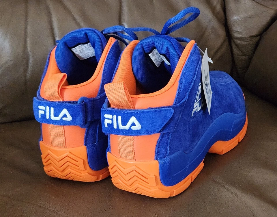 NWT FILA 96 GRANT HILL 2 NEW YORK KNICKS BASKETBALL SHOES BLUE ORANGE SUEDE $249 - Image 4 of 4