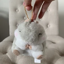 Amuse Hamster Grey Sleeping Plush Kawaii Stuffed Animal Keychain SMOKE FREE HOME