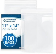 - 11" X 14" 100 Count Crystal Clear Resealable Cello Poly Bags for Packaging ...