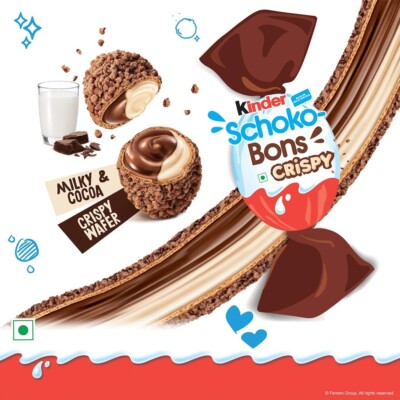 Kinder Schoko Bons Crispy with Milk & Cocoa Wafer bons - 67.2 gm (12 pc)