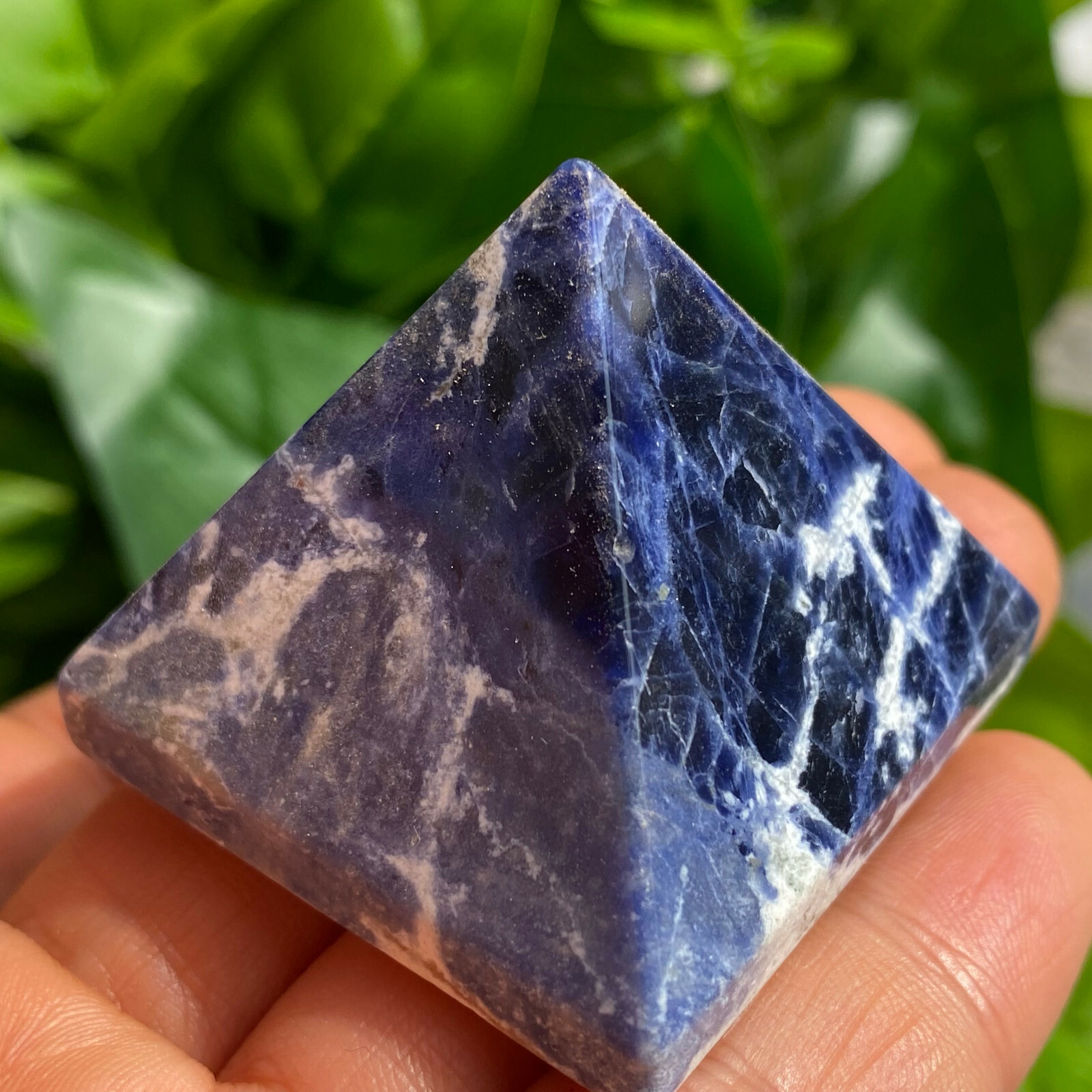 1PC Natural sodalite Quartz Pyramid Carved Crystal Point Reiki healing 40mm