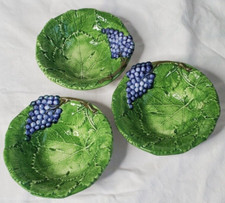 3 Vintage Italian Bassno Bowls Grape & Leaves Replacement 5.5" Wide Green Purple